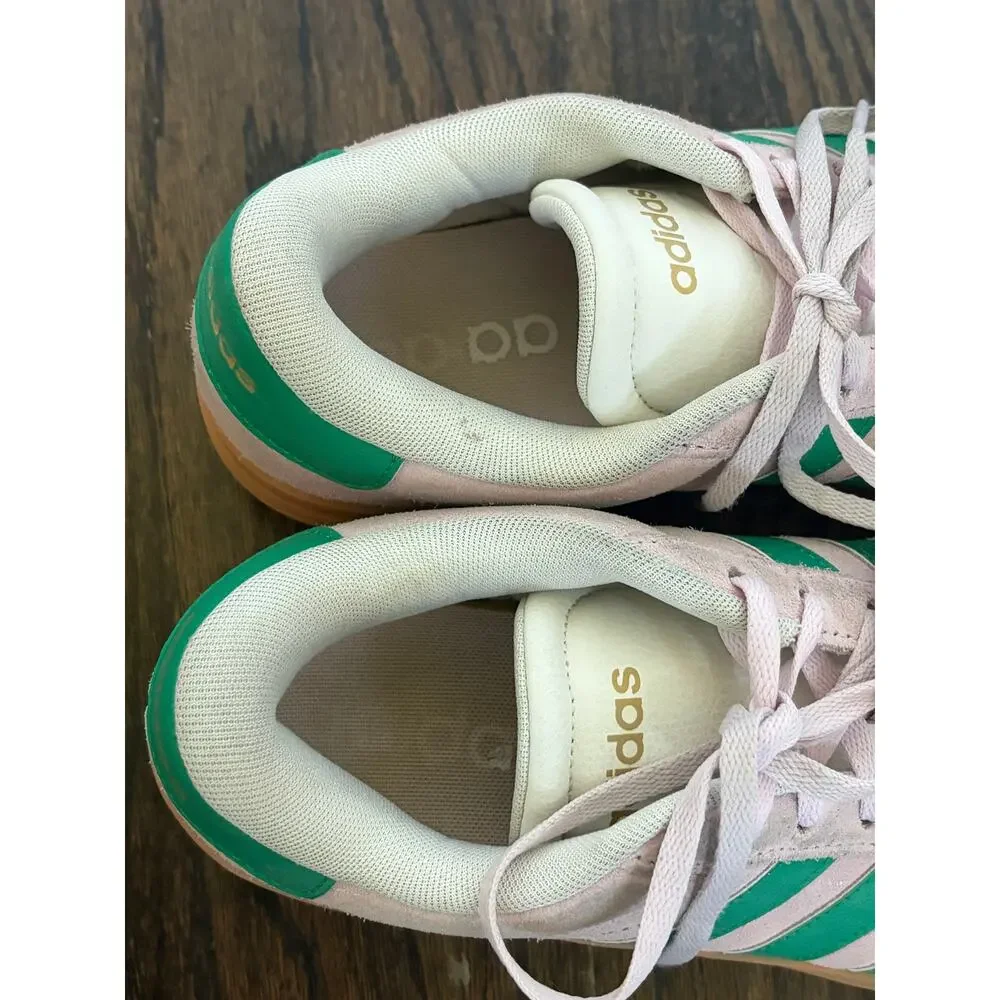 Adidas VL Court Bold Pink Green Platform Sneakers Suede Womens 9